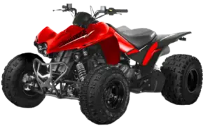 ATV product shot kymco mongoose 270i in the color red